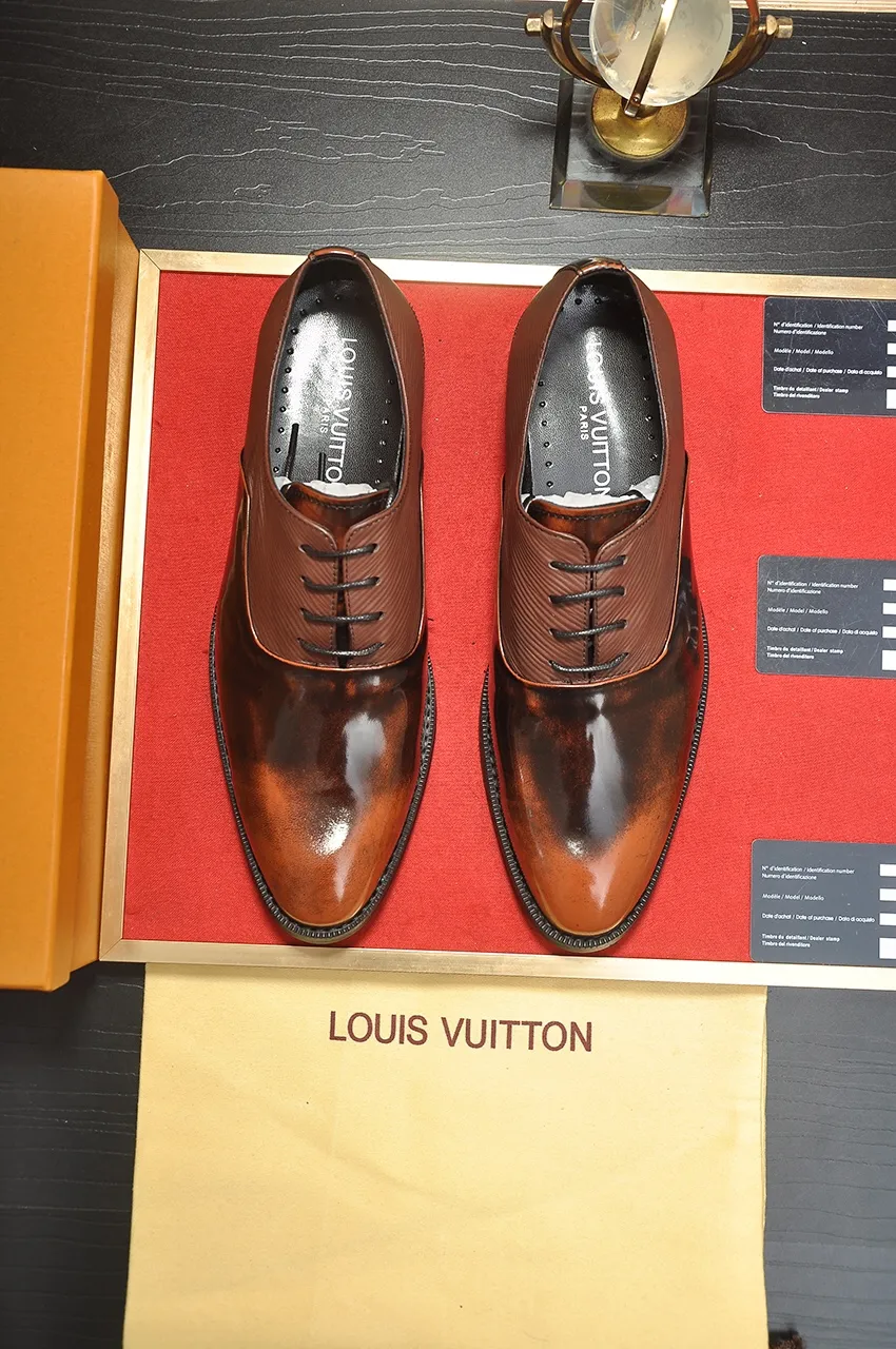 Men's shoes💰460💶【LOUIS VUITTON】(sheepskin lining) new cowhide LV formal shoes🎩🎩❗️🆘made one to one at the counter🎩original quality, imported cowhide upper➕full sheepskin lining➕original rubber outsole, {high quality visible}👣Size: 38-45 (45 custom-made)